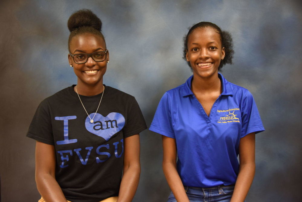 (From left to right) Charisma Heath, a junior veterinary technology major and Adelia McKinley, a sophomore agriculture economics major, are recipients of the 2017 National Black Farmers Association (NBFA) Scholarship.