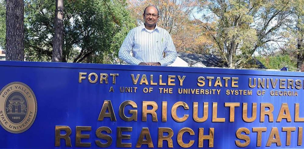 Brajesh Vaidya, a second-year plant biotechnology graduate student, poses for a photo after presenting his research during the monthly research seminar on December 3, 2012.