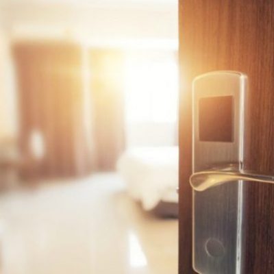 Door handle of hotel room