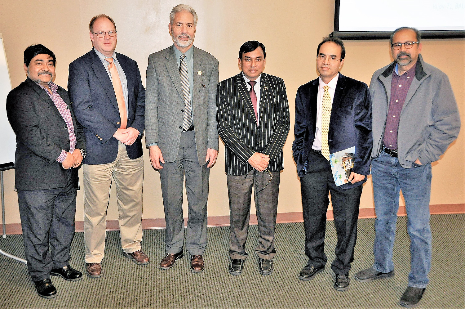 Pictured, from left to right, are Dr. Bipul Biswas, FVSU assistant professor of plant science; Dr. Gary L. Hawkins, UGA water resource management and policy specialist; Dr. Daniel Blankenship, interim dean for FVSU’s College of Agriculture, Family Science