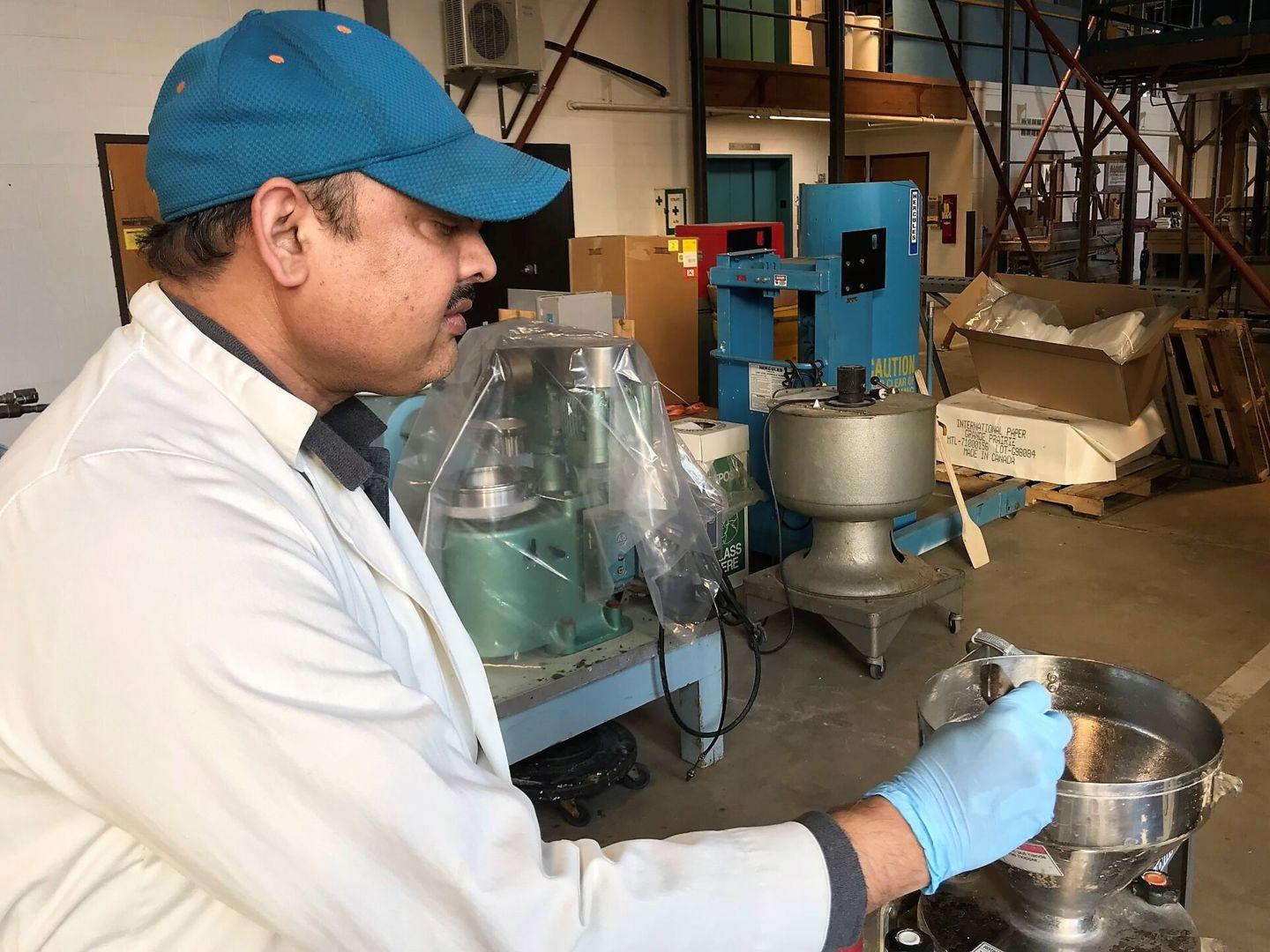 Dr. Hari Singh works on producing ligonocellulosic nanomaterials at the U.S. Forest Products Laboratory in Madison, Wisconsin.