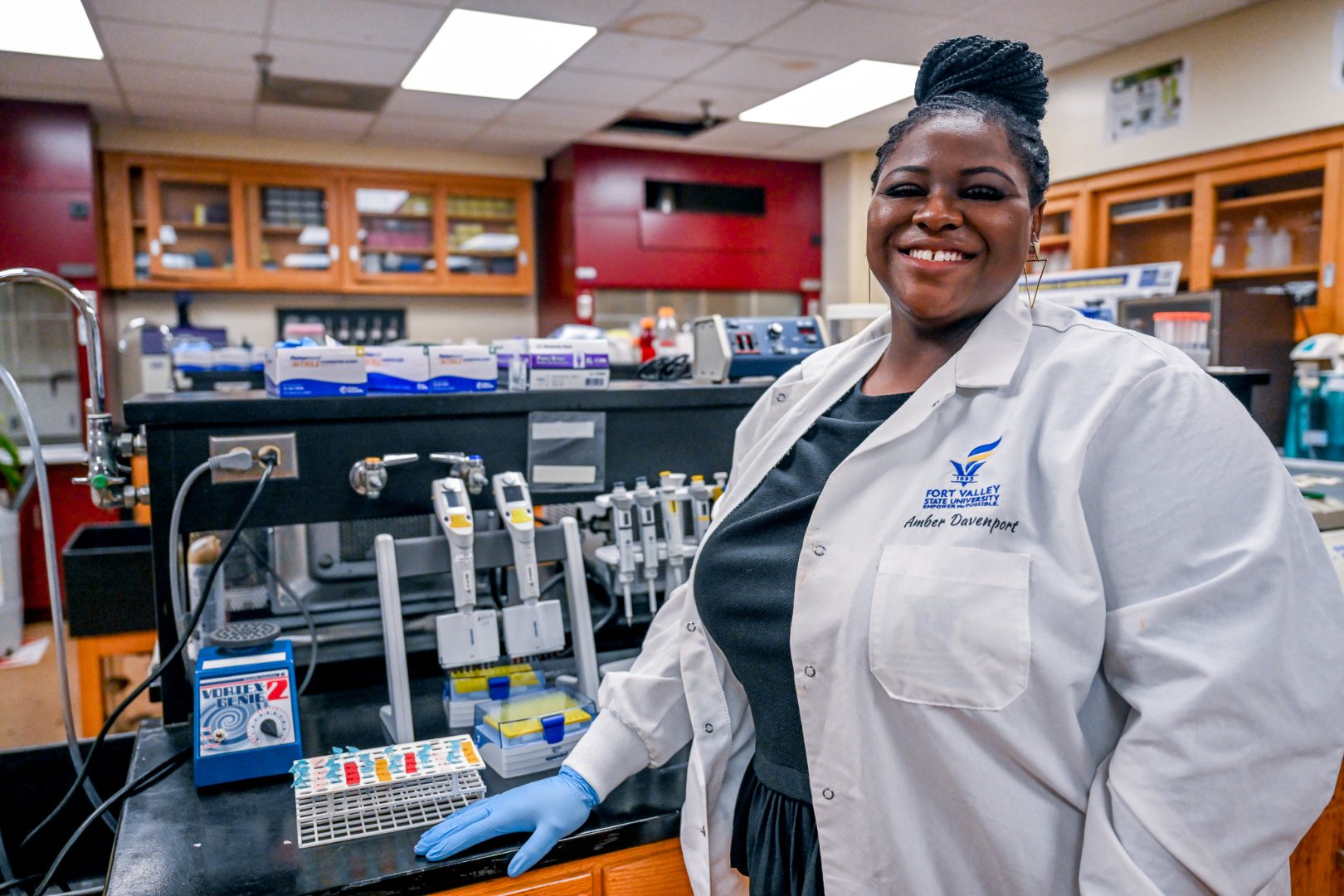 Biotechnology graduate student Amber Davenport’s love for science is centered on helping people.
