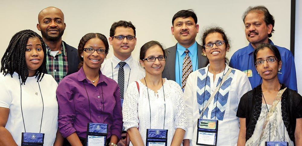 Front row from left to right- Tanganique Baker, Kiara Lipsey, Akanksha Kanwar, Hema Degala, Gayitri Chivukula, Back row -Daniel Ekefre, Badri Khanal, Dr. Hari Singh and Dr. Ajit Mahapatra Graduate students and faculty members attend the International Environmental Youth Symposium in Atlanta.