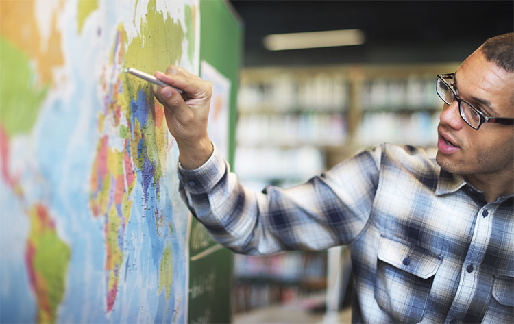 Gentleman looking at map