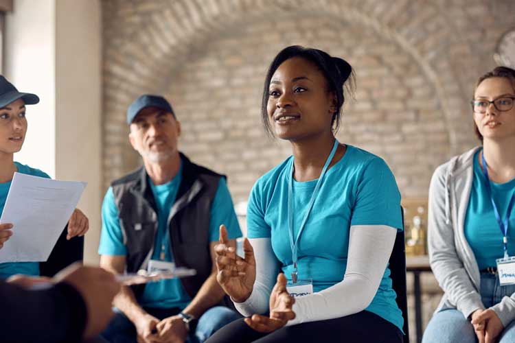 Woman leading a group counseling meeting